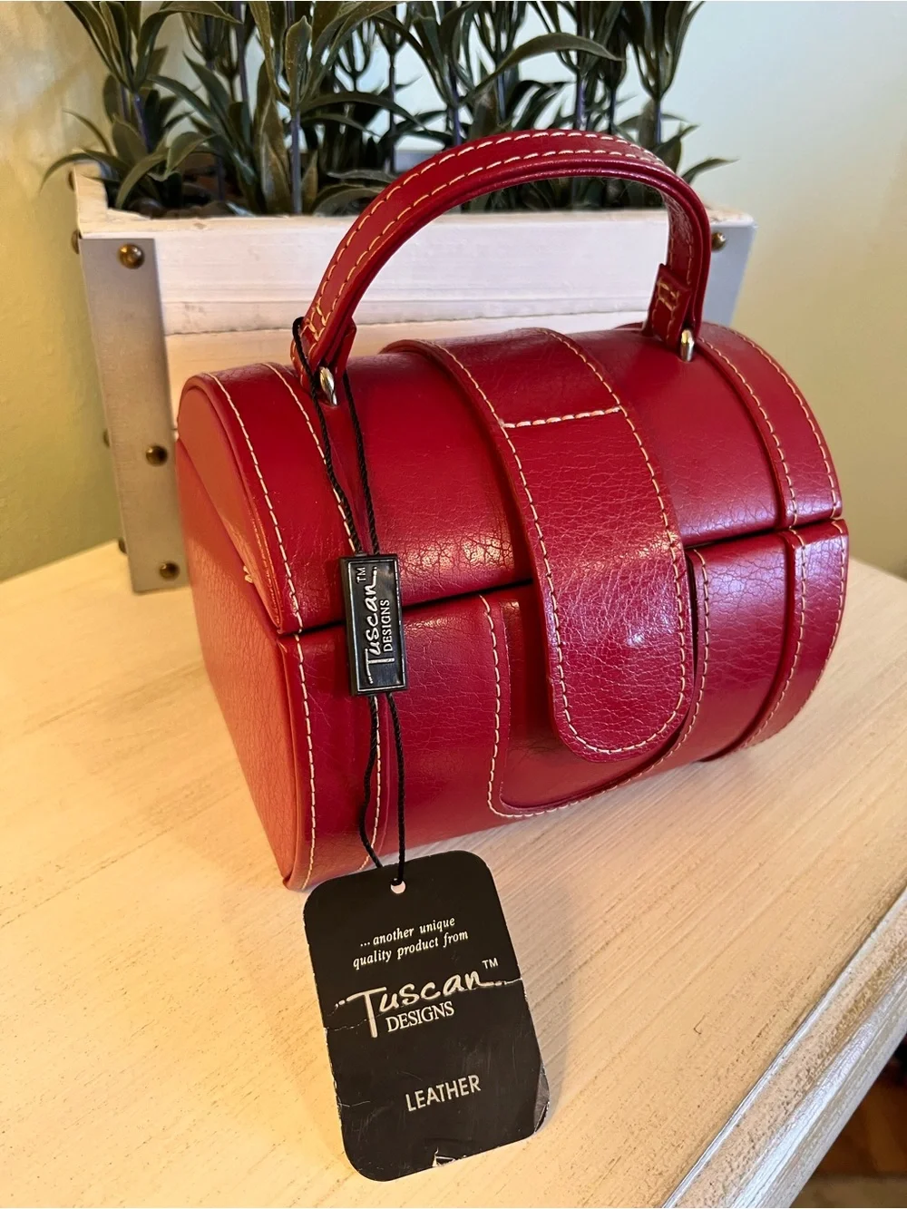 Tuscan Designs Jewelry Box Red Leather Purse Style NWT